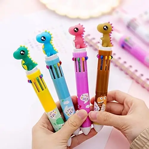 Cute Dinosaur Ballpoint Pens 10 Colors In 1 Pens Multicolor Ball Pens For Kids Gift School Office Supplies