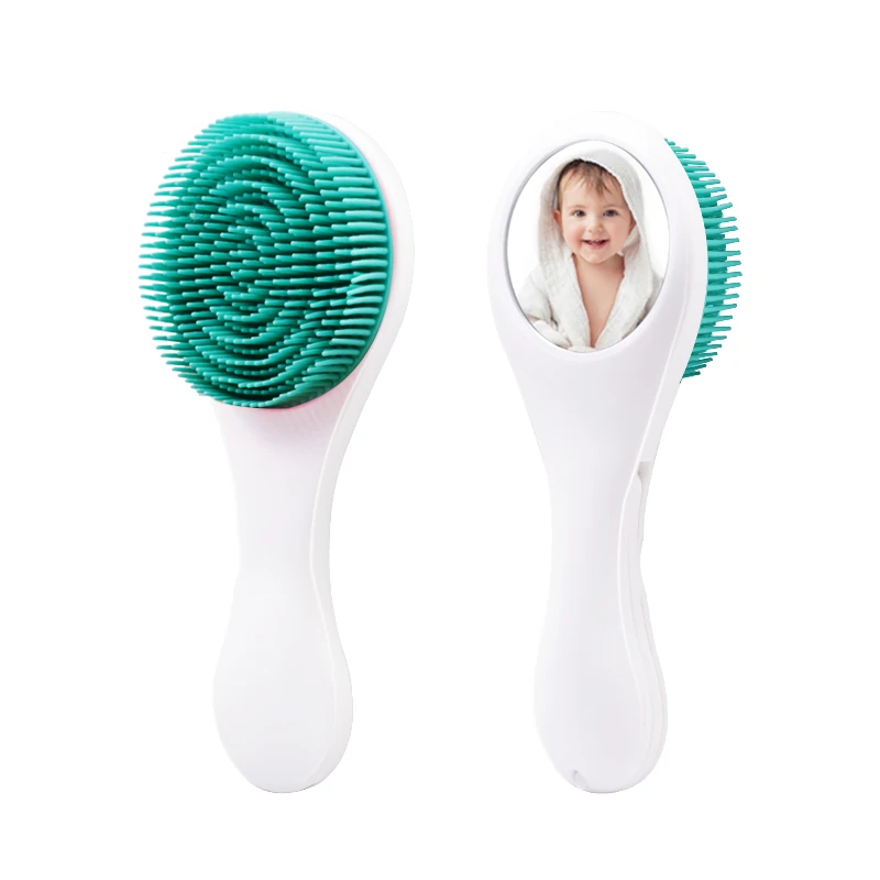 Baby Hair Brush and Comb Set Silicone Baby Brush and Comb Set with Mirror 3 in 1 Super Soft Infant Grooming Kit