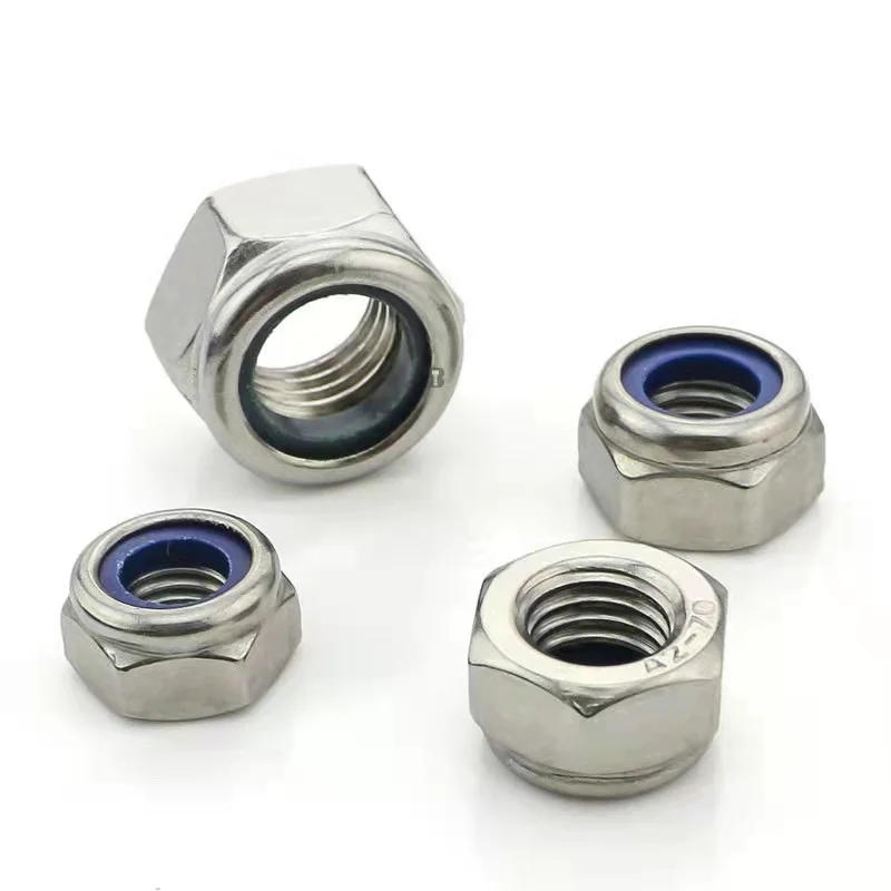DIN985 Stainless Steel Hex Nylock Nut M5 M6 M8 M12 Hexagon Lock Nut High Quality Nylon Insert Nylock Nuts