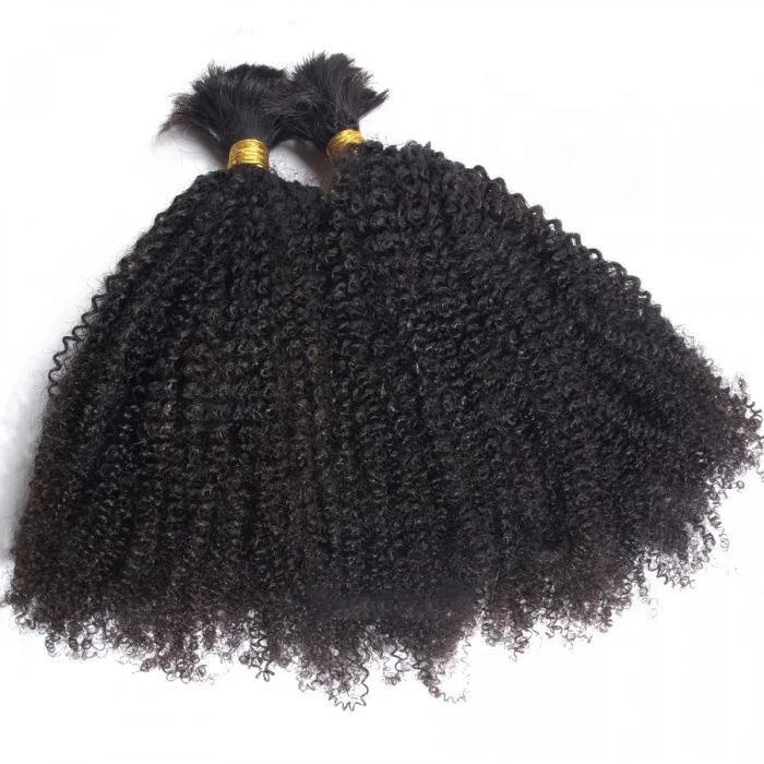 No Weft 100% Brazilian Virgin Hair kinky afro bulk human hair for braid