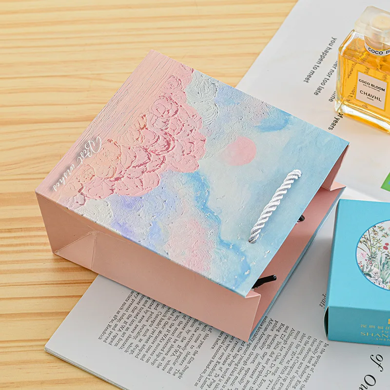 New Style Exquisite Oil Painting Handbag Image Art Paper Bag Jewelry Birthday Gift Gift Bag