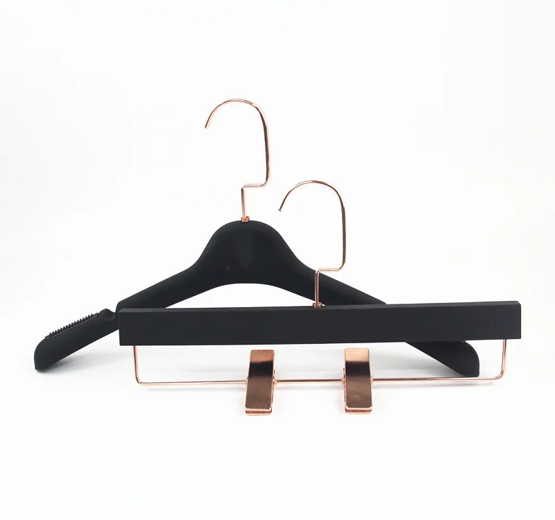 rubber coated plastic top hanger pant hanger with rose gold hook