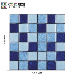 Цветная мозаичная плитка для бассейна из голубого фарфора, высокое качество, фабрика Фошань, разнообразные квадратные фарфоровые плитки для бассейна