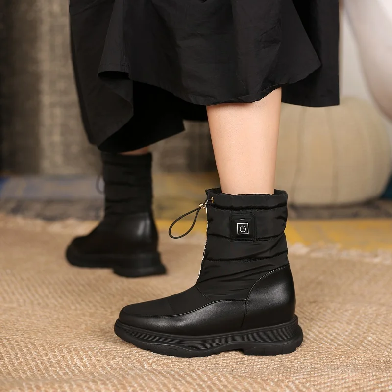 Теплые женские ботинки с регулировкой температуры, электрическая обувь для ходьбы и прогулок, из хлопка, для снега