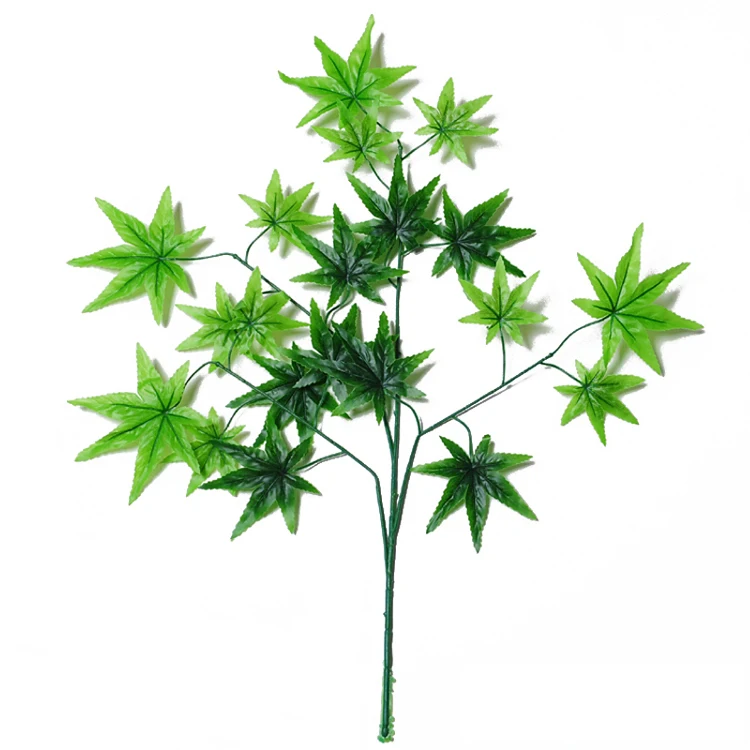 Artificial decoration green maple leaf plastic branches