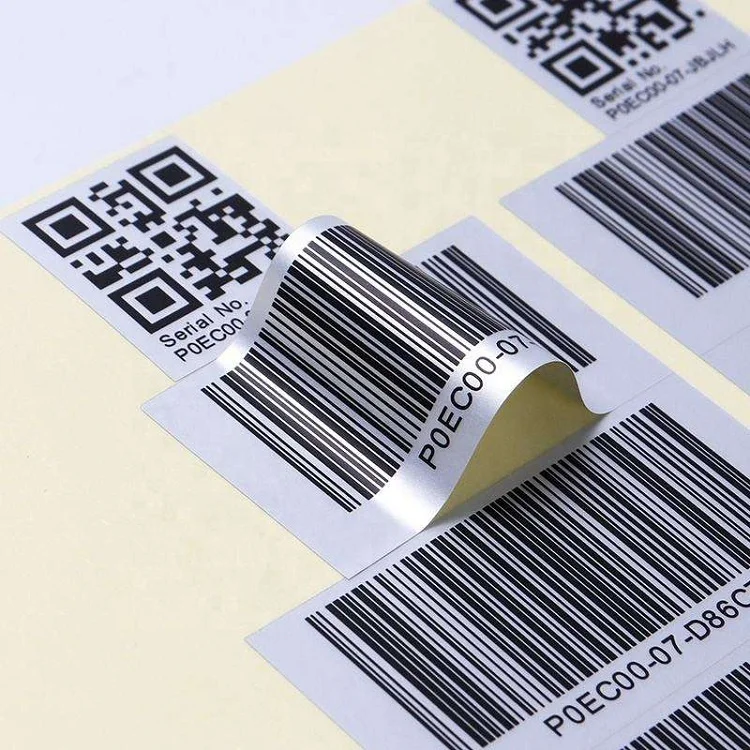 Customized Waterproof Plastic Sticker Printing Private Matte Silver Serial Number Barcode Sticker Label