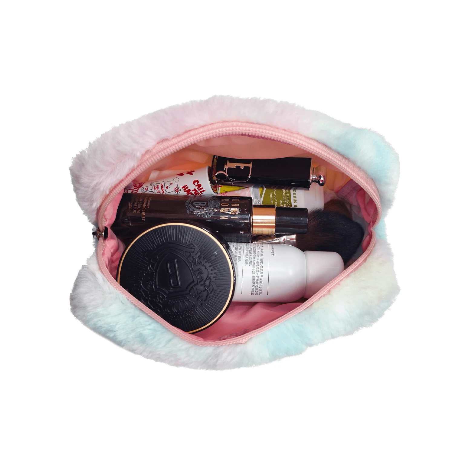 plush cosmetic bags with custom logo