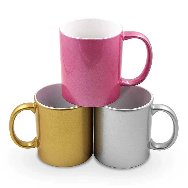 Wholesale Personalized 11oz Ceramic Coffee Mug Sublimation Blanks Sparkling Gold Cup For Printing
