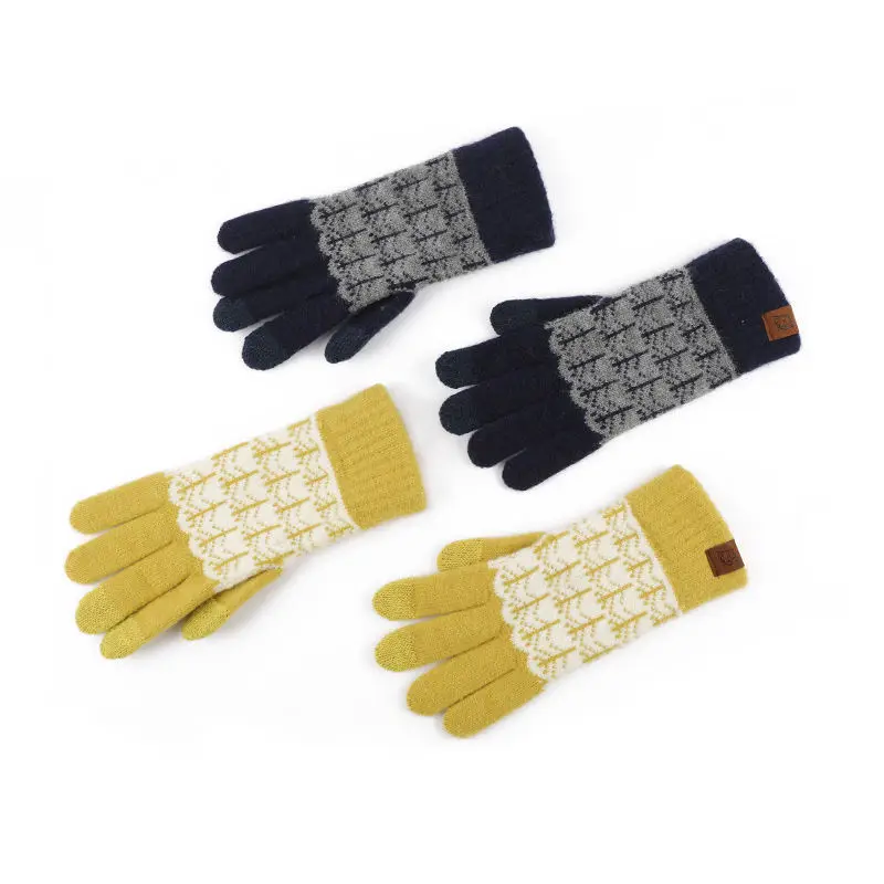 Knit Gloves Touchscreen Warm Thermal Soft Elastic Cuff Texting Anti-slip Gloves Custom Logo Winter for Women Men Customized