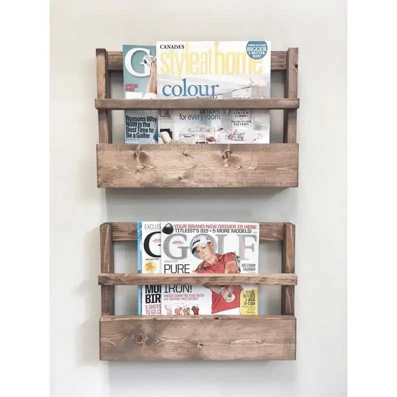
Rustic Wood Magazine Holder Magazine Storage Rack Wall Hanging Rustic Furniture storage Newspaper Rack 