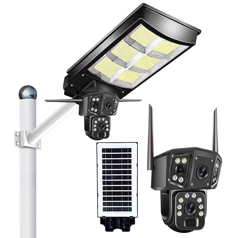 Residential Security System Solar CCTV Camera APP Control Ip65 4G Home Garden Outdoor LED Solar Street Light Camera All in One