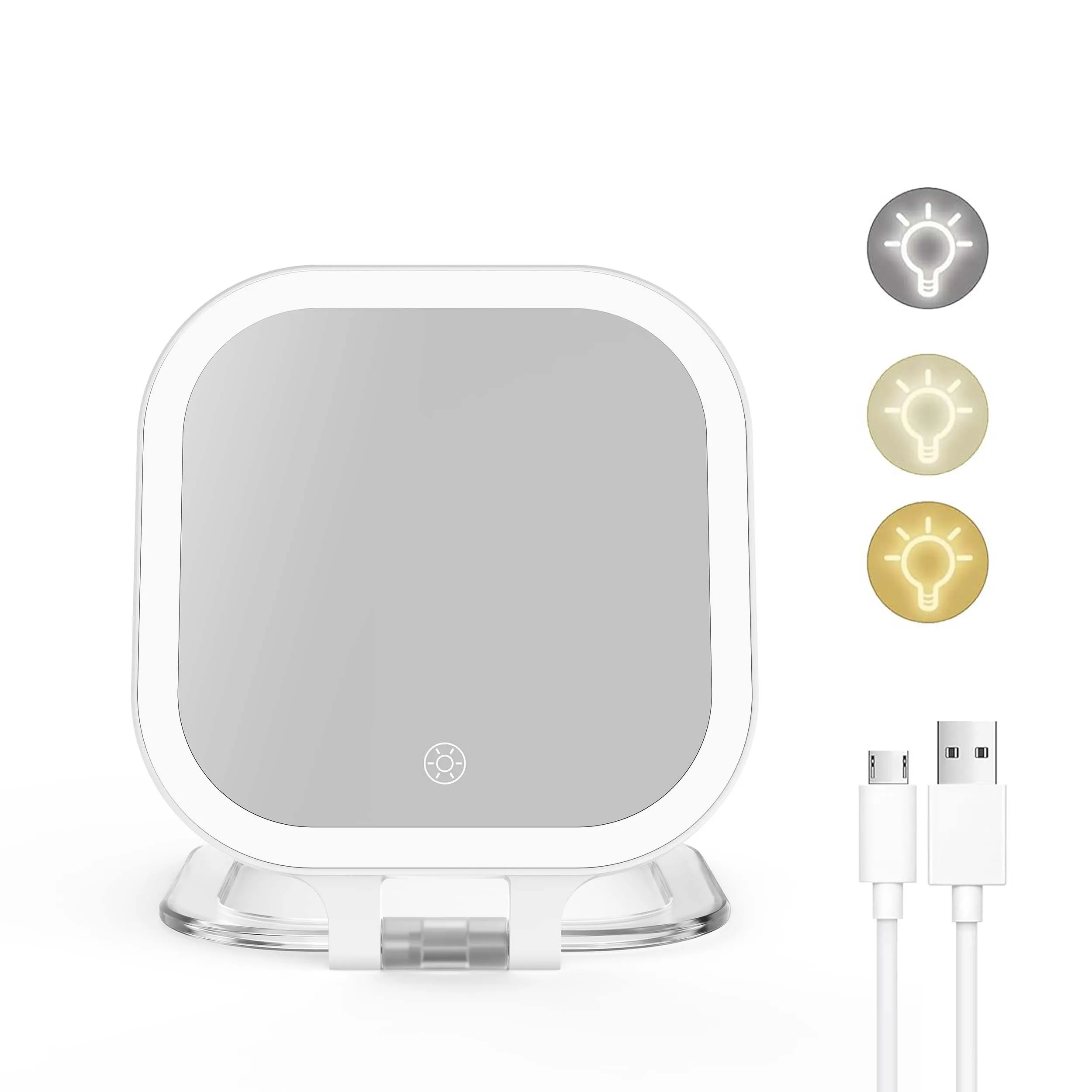 Factory Supply 10x Magnifier Double Side Portable Manufacturers Led Light Folding Travel Makeup Vanity With Lighted Mirror