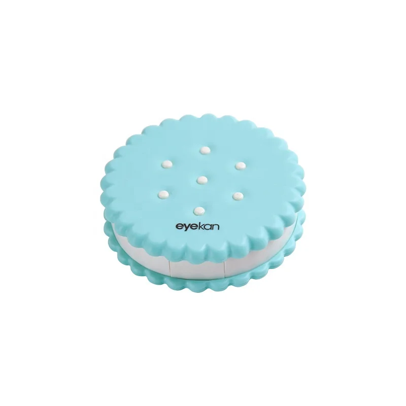 A-8057 eyekan fashion round biscuit eye contact lens case designer contact lens case travel kit