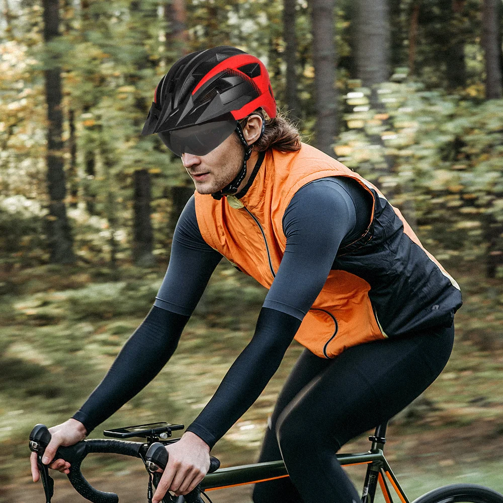 FUNWICT OEM racing bike helmet half face shield goggle bike helmet riding safety visor led light women men adult riding helmet