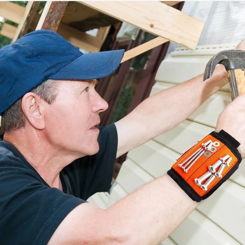 China Tools Wholesale 16 Magnets Two Pockets Magnetic Wristband For Holding Screws Nails Tools