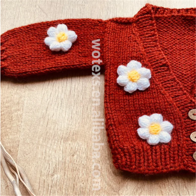 DC033 High quality custom Doll Clothes Hand flower  knitted Purple color Sweater  fit 12 - 13 inch dolls