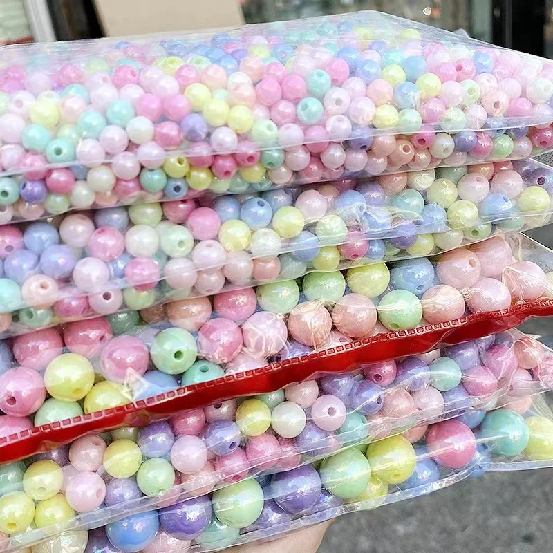 Wholesale Macaron AB Color Acrylic Round Loose DIY Beads for Bags Jewelry Making