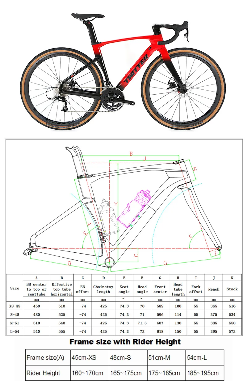 TWITTER Gravel V2 24 Speed Carbon Fiber Road bicycle Gravel Bike 700C roadbike