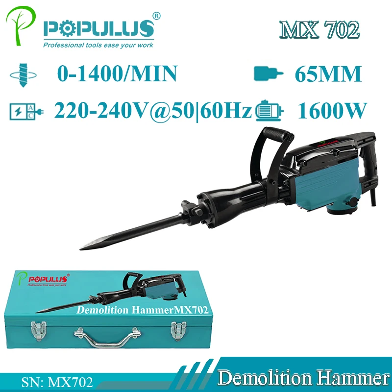 iPopulus Top Quality Heavy Duty Concrete Breaker Electric removable jack hammer drill kit