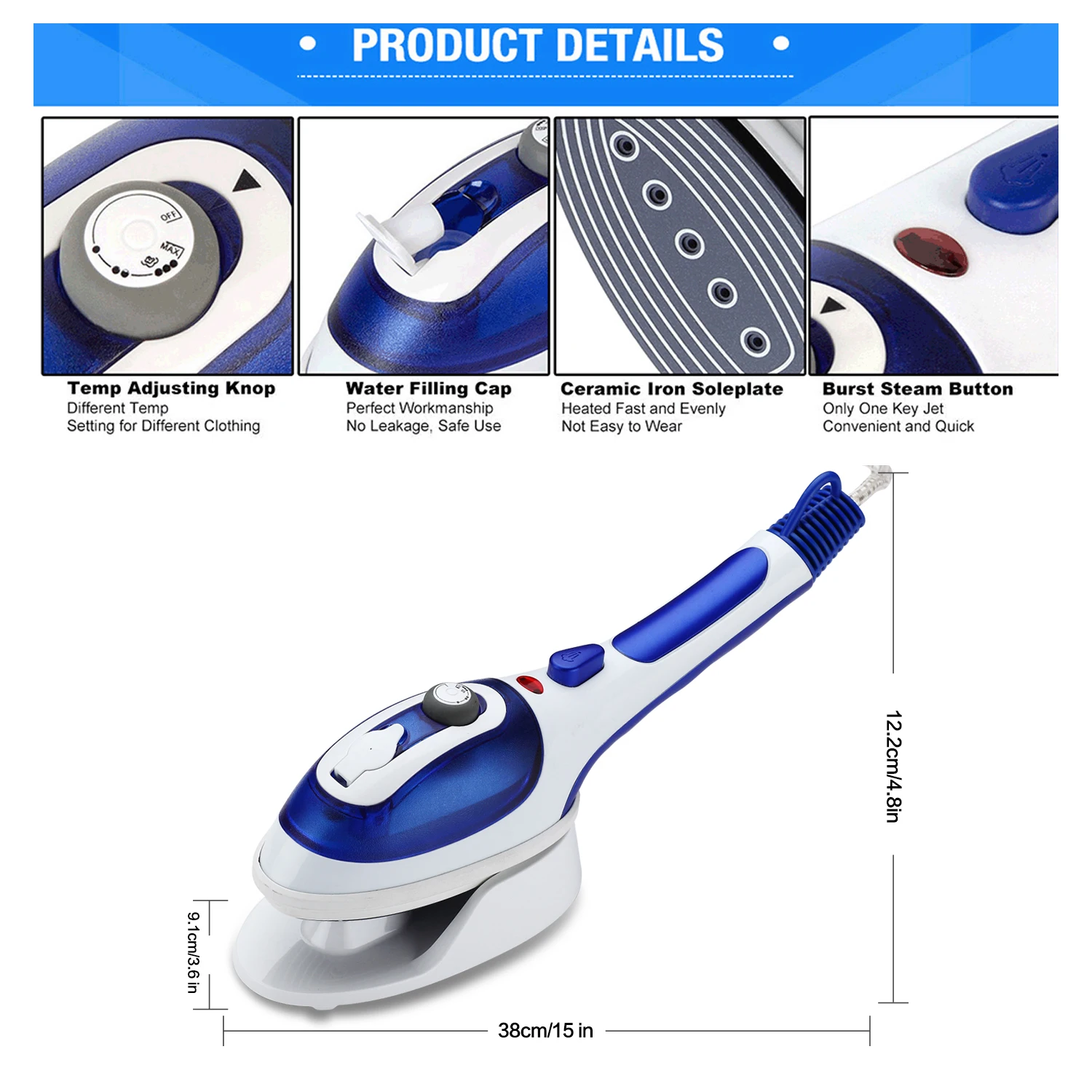 Portable Vertical Garment  Iron for Ironing Shirts Energy Saving  Dry Iron