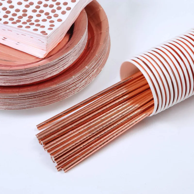 Столовые приборы на годовщину вечеринку свадьбу день рождения столовые Одноразовая чашка тарелка салфетка соломенная бумажная посуда