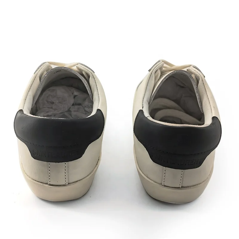 Designer Saint Branded Fashion Girl White Black Genuine Leather Walking Low Cut Sport Ball Casual Leisure Women Sneaker Men Shoe