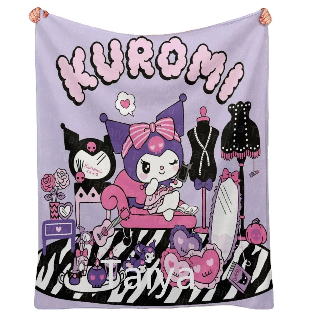 Hot sell Accept Custom Printed Polyester cute cartoon Character kuro mi Flannel fleece nap blankets