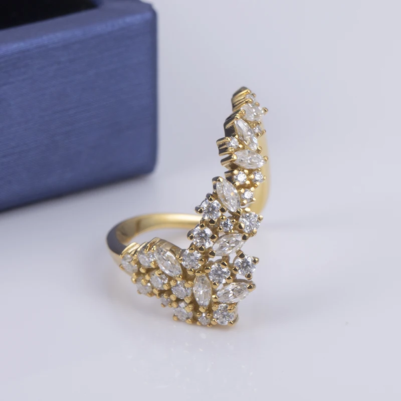 Messi Jewelry 925 Sterling Silver  3.5X1.75mm Marquise Cut DEF Color Moissanite Diamond Ring For Women