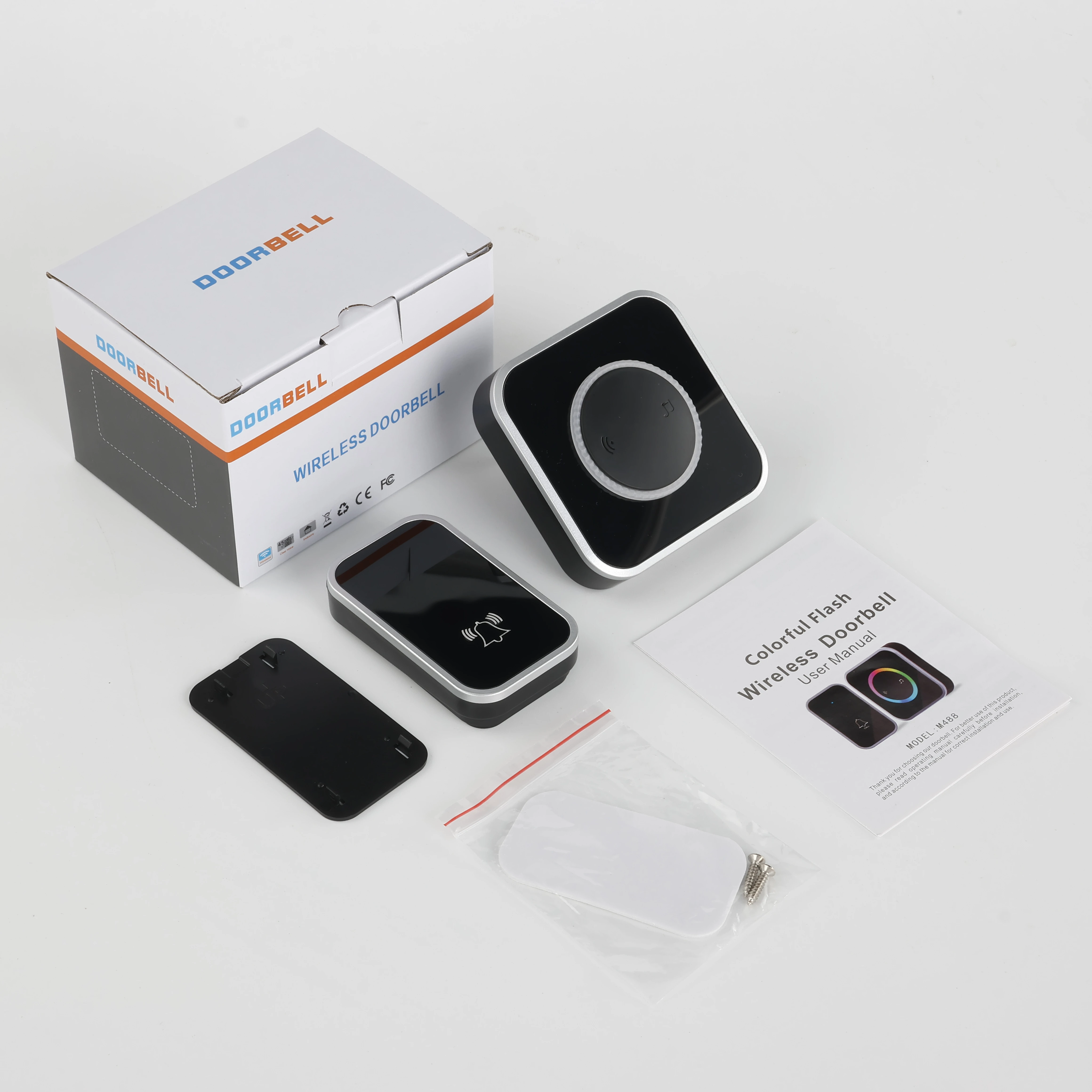 Aiben M488-BS Colorful Flashing Wireless Doorbell with UK US EU plug 200M Long Wireless Distance 45 Songs Home Welcome Doorbell