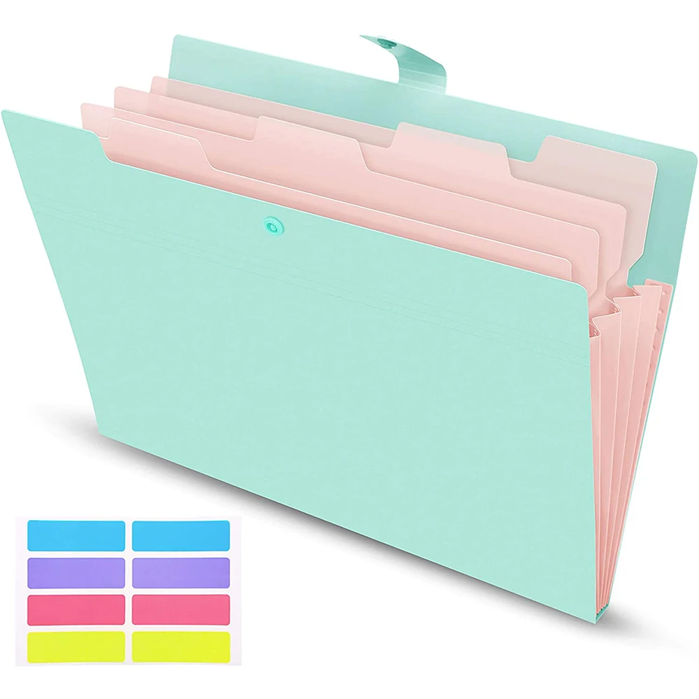 Plastic Folder Expandable Folder Rainbow Color A4 7 Pocket Expandable File Organizer Folder For Office School Supplies