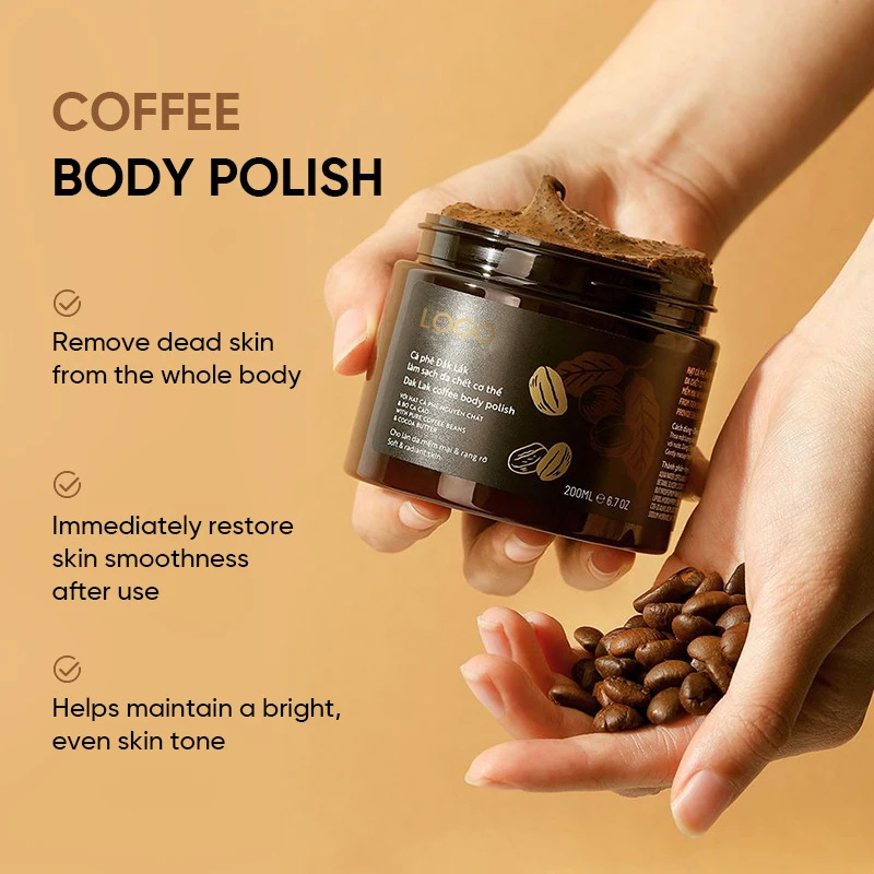 Private Label Arabica Coffee Sea Salt Face Body Scrub Anti Cellulite Whitening Exfoliator Coffee Scrub