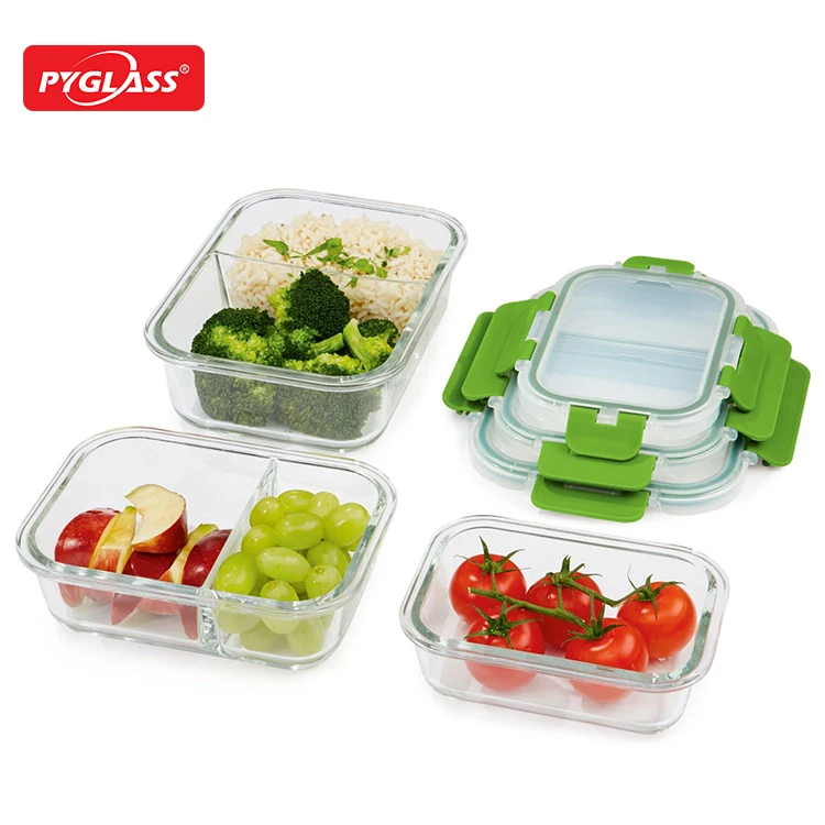 Glass food storage container set lunch box containers with locking Lid