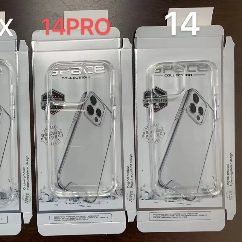 Bayer Material Transparent Phone case for iPhone 14 TPU Acrylic Clear Space Case 14 Pro Max Mobile Back Cover