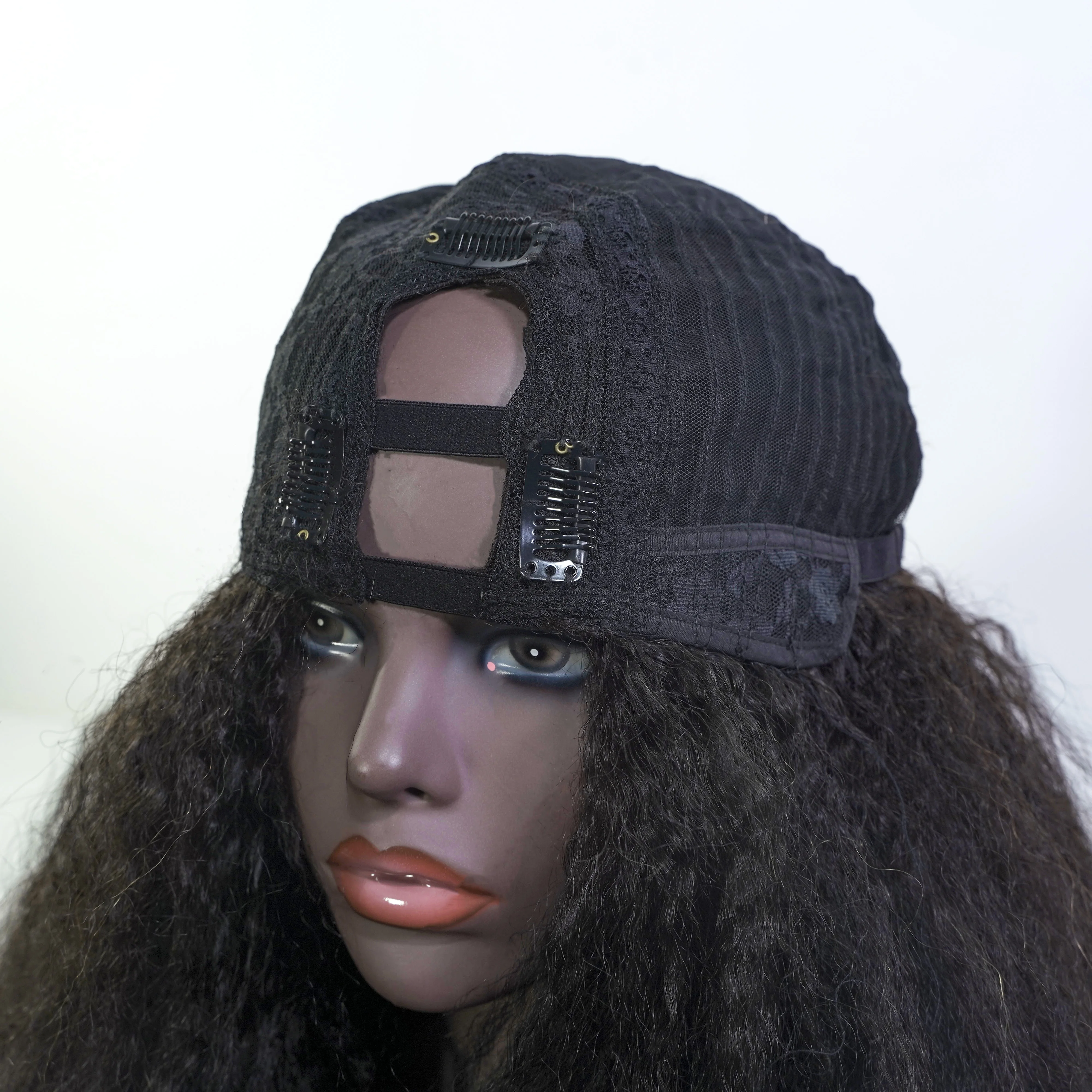 Wholesale Brazilian Hair Virgin Wig Vendors 100% Natural U Part Afro Kinky Human Hair Wig With Bangs For Black Women