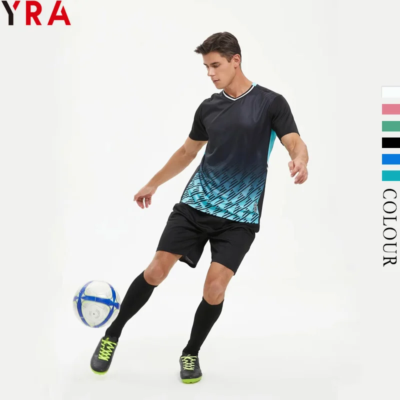 black green football kids boys man adults wear custom china tshirts soccer jerseys sets wholesale training uniforms bulk jersey