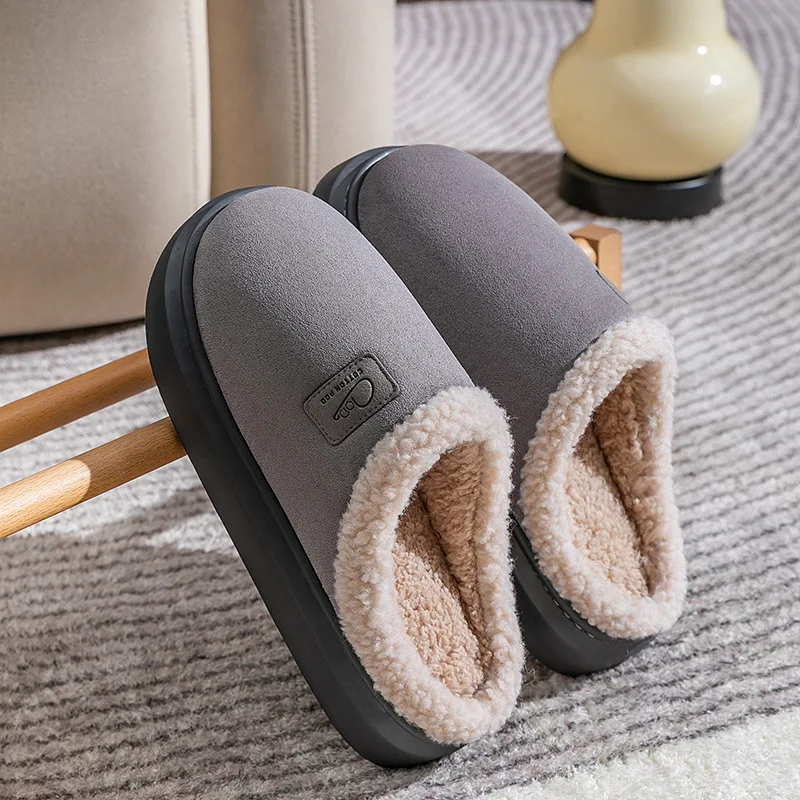 New Cotton Slippers for Women Couple Warm Soft Plush Fashion Leisure Ladies Home Slippers Cotton Closed Toe Winter Shoes Women