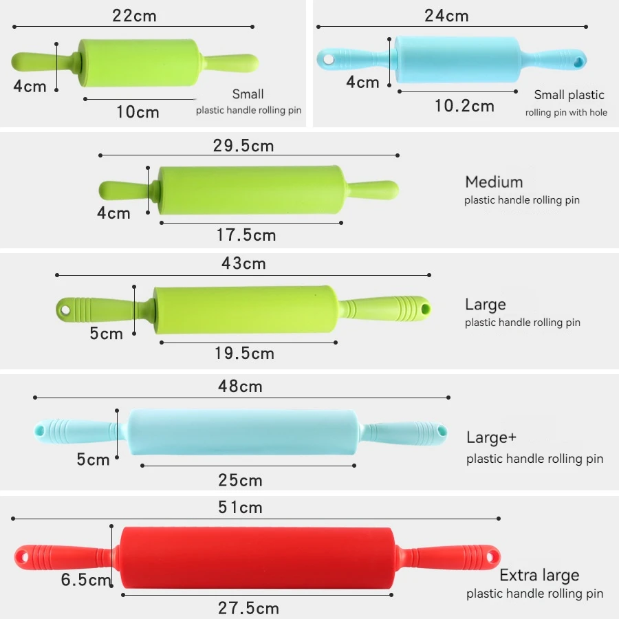 Silicone Rolling Pin for Home Baking & Pastry Various Sizes for Dumpling Wrapper and Dough-Baking Tool
