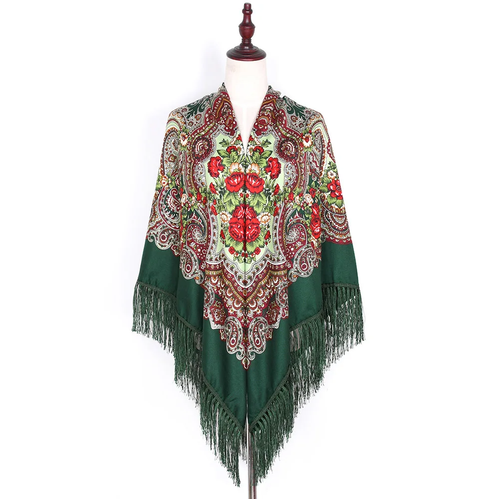 Hot selling romanian cotton shawl Russian scarf Floral Vintage shawl Old shawl romanian style women headscarf kerchief babushka
