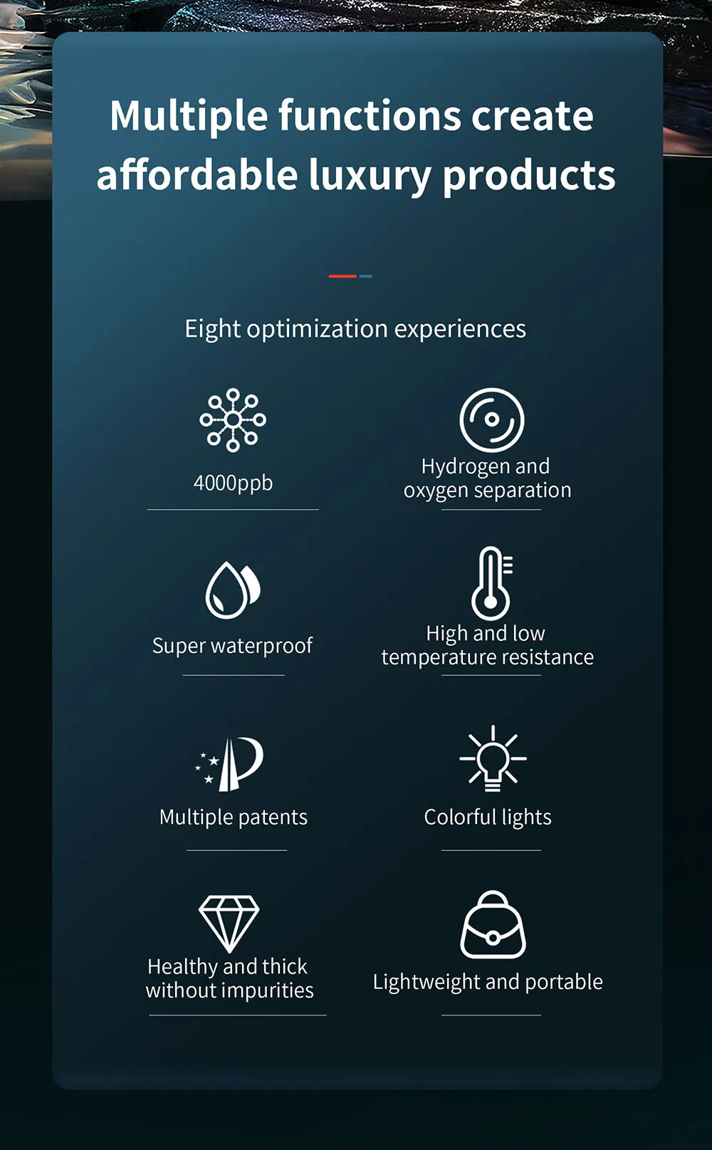 Portable Hydrogen Water Generator with SPE and Pem Technology Rechargeable Portable Glass Hydrogen Water Generator Bottle