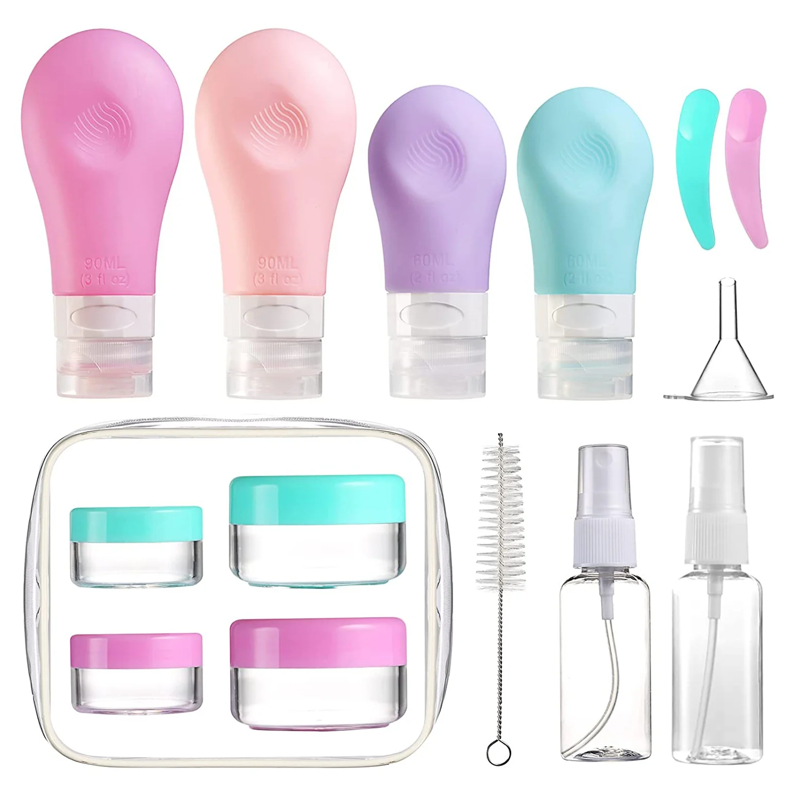 16 Pack TSA Travel Bottle Kit ,Leak Proof Makeup Container Travel Bottles ,Bathroom Accessory Set Travel Toiletry Pouch Bottle