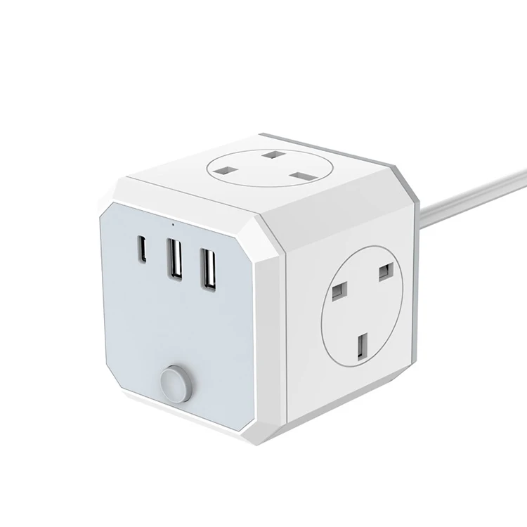  EU/US/UK USB TYPE-C Удлинитель силовой разъем Многофункциональный 4 розетки питания куб домашнего использования пропилен-каучука прокладки с