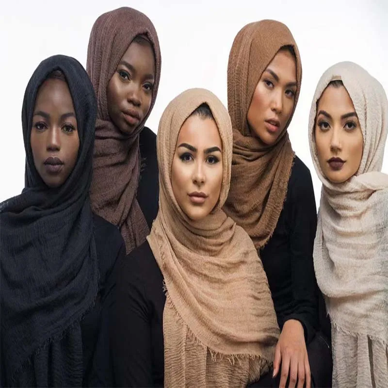 Factory Direct Sales Cheapest Fast Delivery 128 Colors Muslim Scarf Women Hijab Pure Color Crinkle Cotton Hijab