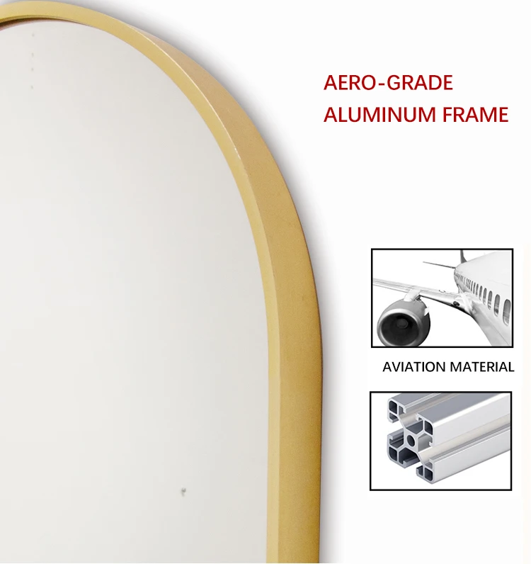 High quality gold and black metal framed large arch mirror full length decorative