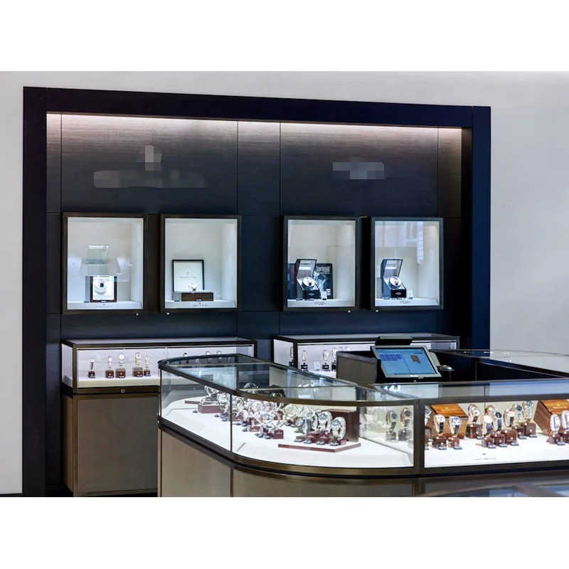 Lux Design Acrylic Glass Wood Wrist Watch Display Showcase for Fashion Counter for Mall Shopping Retail or Store Use