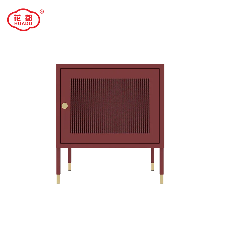 Huadu manufacturer new desigh custom color Metal Bedside Table Nightstand bedroom used steel storage cabinet with mesh door (1600176964396)