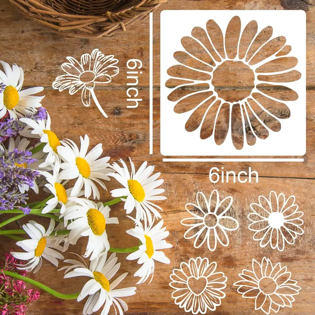 Flower Stencils for Painting on Wood Reusable Drawing Templates for Crafts, Wall, Art, Furniture