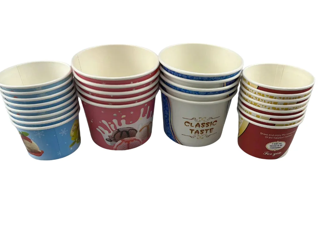 Anqing Laike Ice Cream Cups Eco-Friendly Biodegradable Ice Cream Paper Cup Food Package 3oz/4oz/5oz/10oz