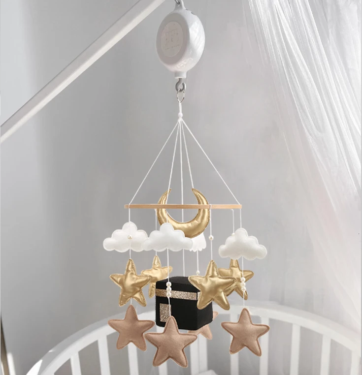 Muslim baby mobile felt moon and star cube Kaaba Islamic cot mobile Quran crib mobile