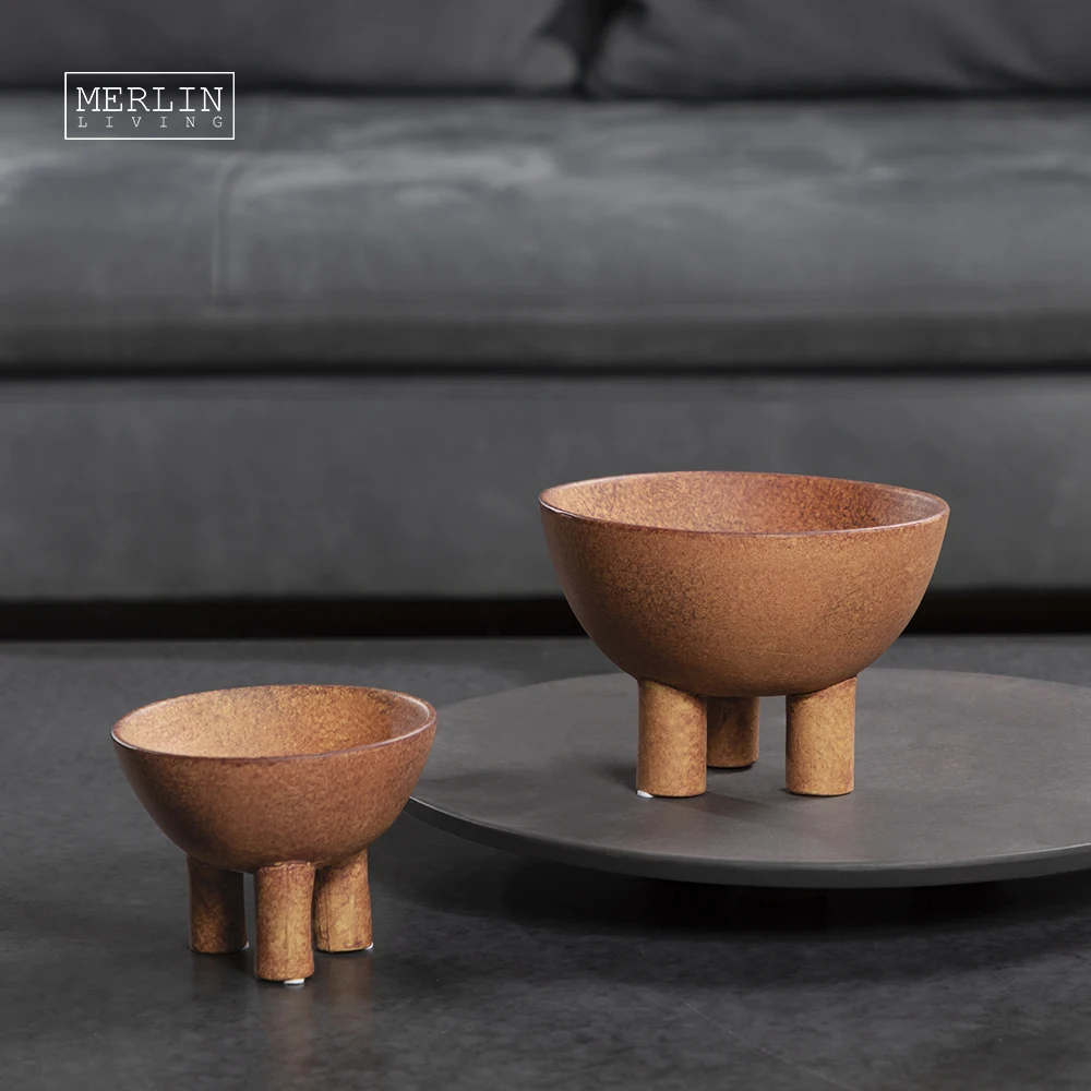 Merlin Living  ceramic fruit bowl wabi-sabi clay vase matte desktop ornament for home decoration accessories