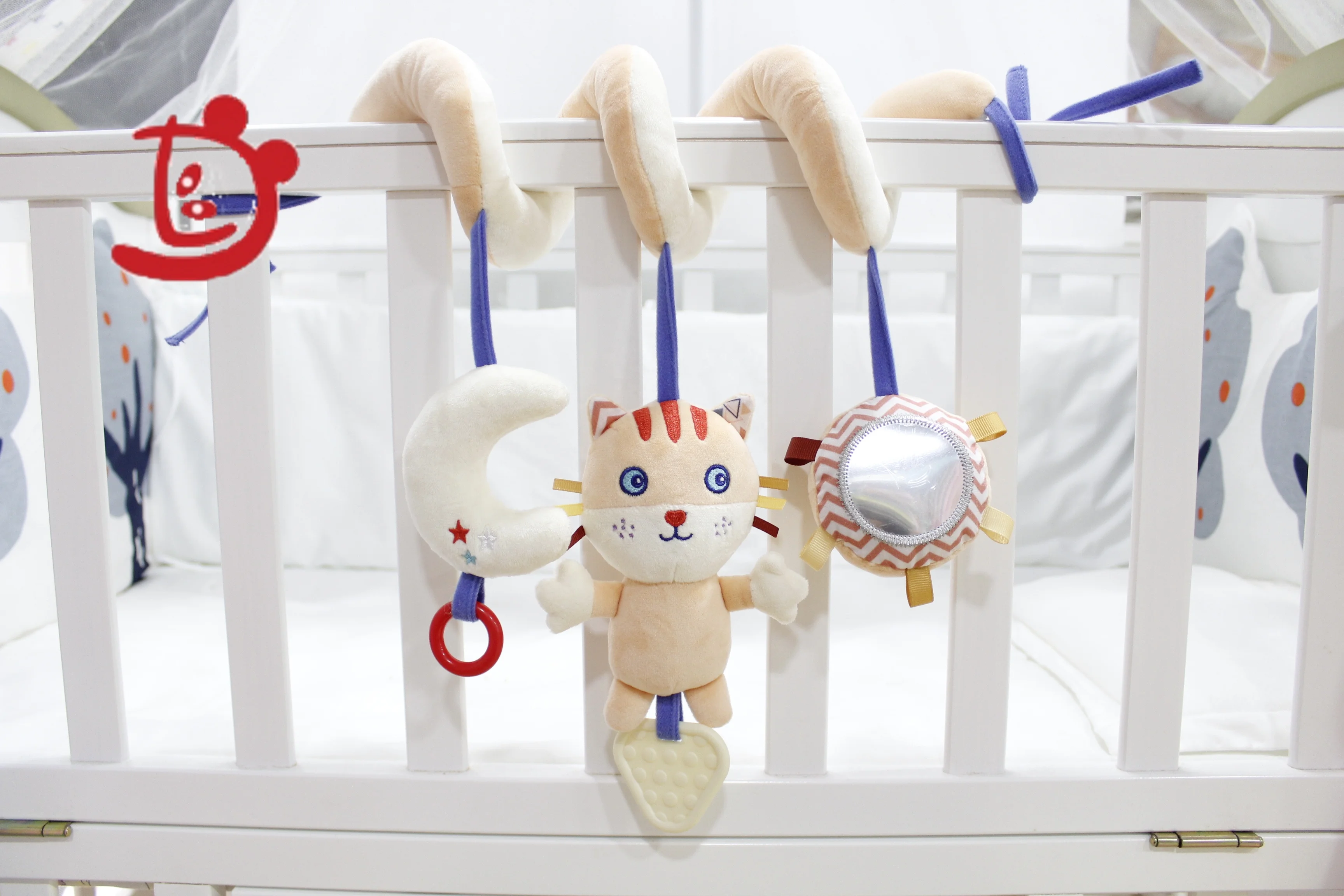 soft infant crib activity bed stroller toy spiral cute cat baby toy for newborns educational baby towel toys with teether